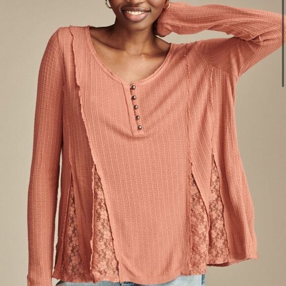 LUCKY BRAND - Lace Godet Swing Henley - Picture 4 of 9